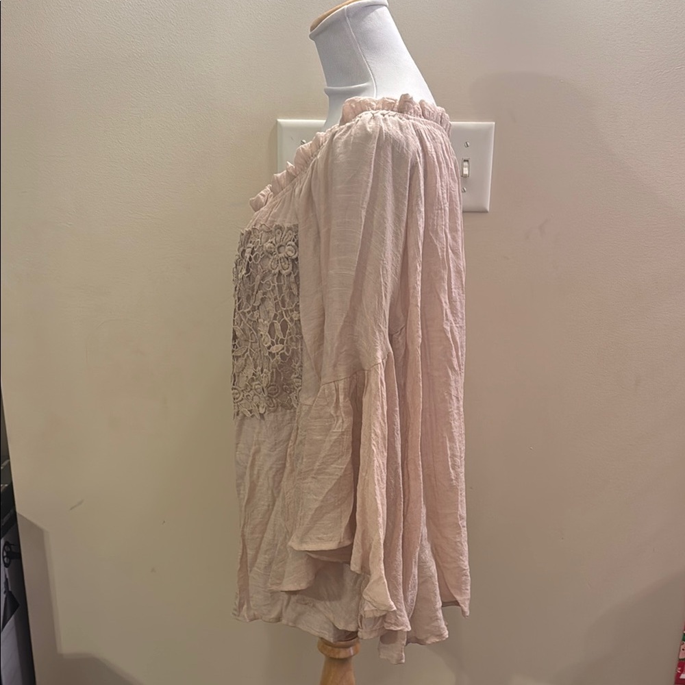 Umgee Tan Relaxed Ruffled Blouse - Picture 2 of 5
